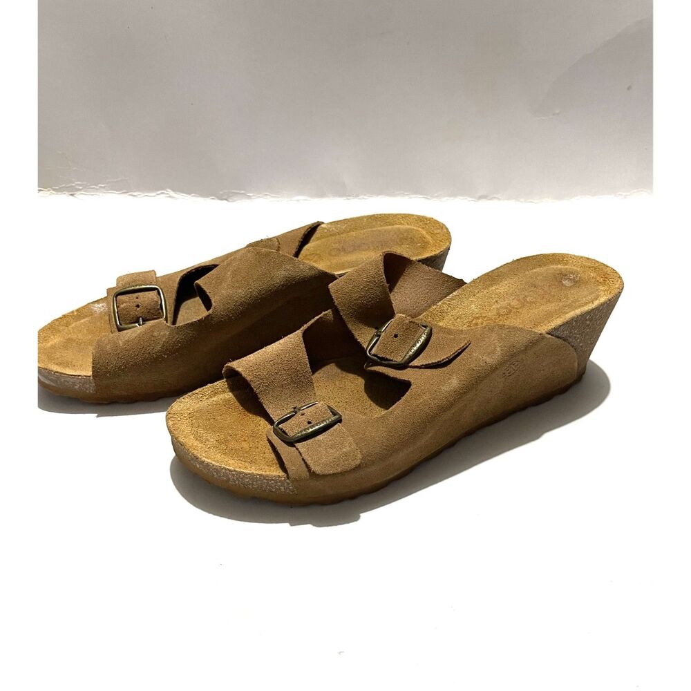 Yokono tan leather Suede ladybug Buckle sandals Spain made women's 9